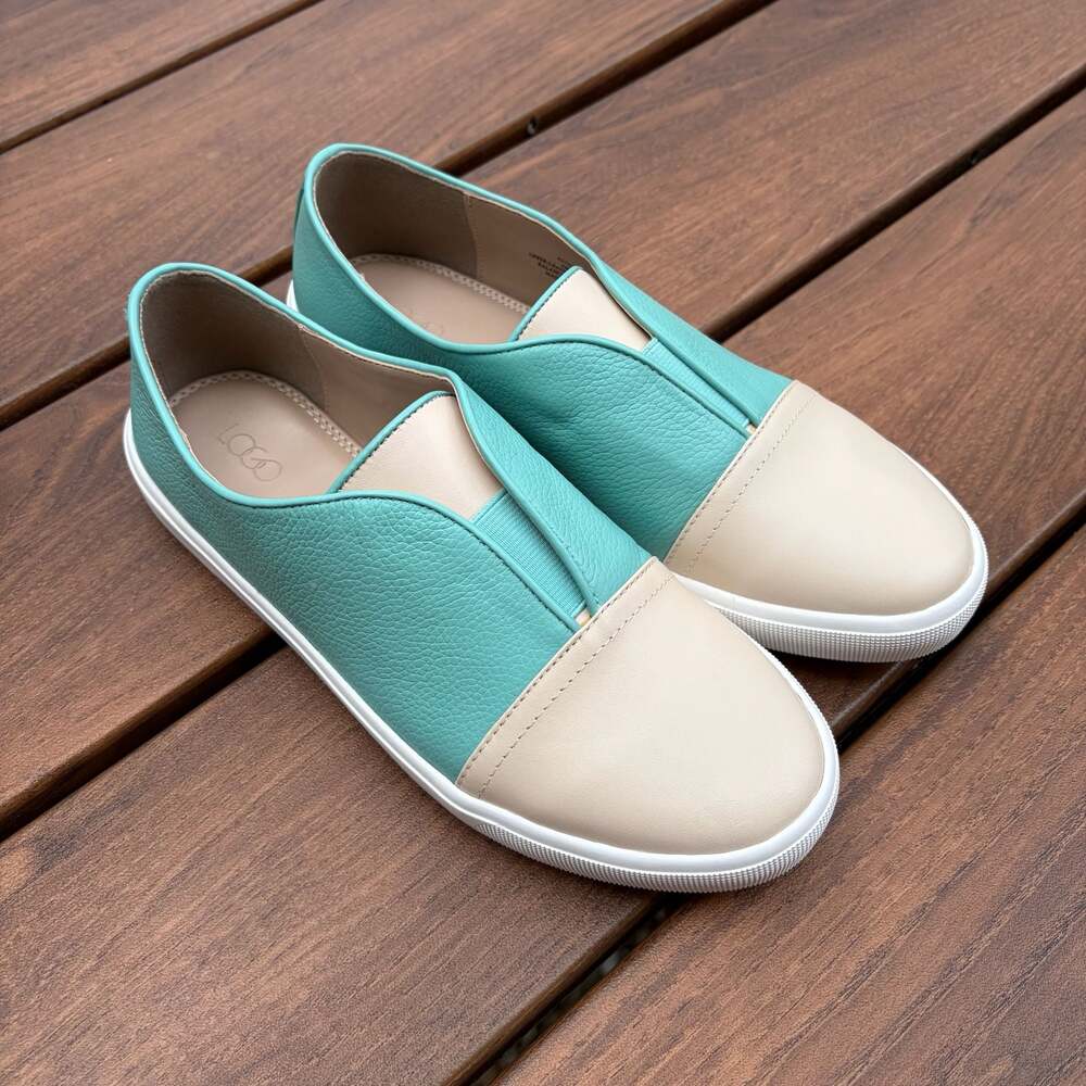 New LOGO by Lori Goldstein Amy Two-Tone Leather Slip-On Sneakers Size 8.5M